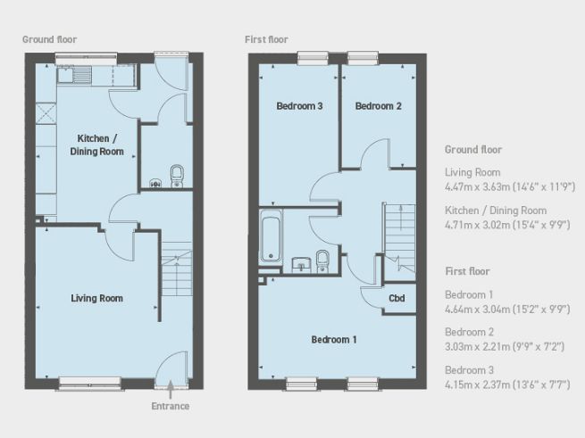Floor plan, 3 bedroom house - artist's impression subject to change